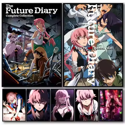Anime F_Future D_Diary Painting Calligraphy Linen Canvas Poster Wall Prints for Living Room Bedroom