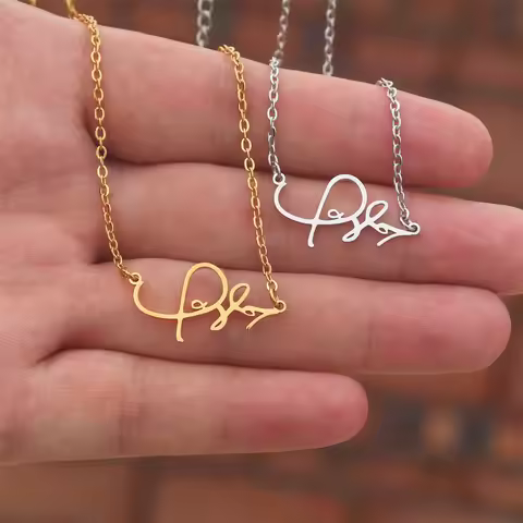 Taylor Signature Statement Necklace Stainless Steel Personalized Name Necklace Jewellery Women Singe