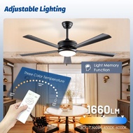 F5DC PRO 46" 56" 5 Blade LED Fan Light DC Motor 20 Speeds SIRIM Remote Control Baby Ceiling Fan KRON