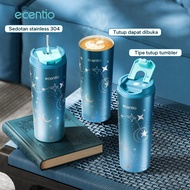 ECENTIO Stainless Steel Tumbler Ramadan Water Bottle Drinking Place 650ml Straw Tumbler Glass 650ml