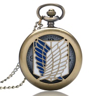 AIKEN Vintage Attack On Titan Banner Men Women Analog Quartz Pocket Watch Necklace Chain