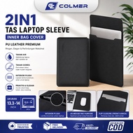 Colmer Laptop Sleeve Bag 13.3 14 Inch Waterproof PU Leather 2in1 Mouse Pad Slim Case Laptop Bag Cove