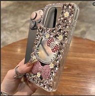 Sang trọng Ốp điện thoại cho Iphone 16e 14 13 12 11 15 Pro Max kim cương Kitty gương bìa cho Iphone 