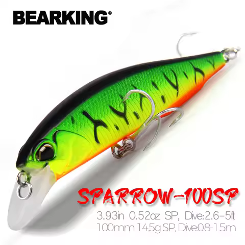 Bearking Retail fishing tackle A+ fishing lures hard bait 5color for choose 100mm 14.5g minnow,quali