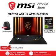 MSI Vector A18 HX A9WHG-099SG / AMD Ryzen 9 9955HX Processor / NVIDIA GeForce RTX 5070 Ti Graphics