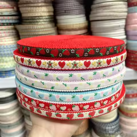 500cm Gift Packaging Ribbon Strawberry Embroidery Ribbon Ribbon Ethnic Lace Accessories Jacquard Han