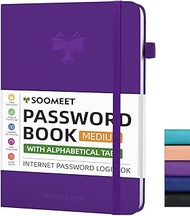 Soomeet Password Book with Alphabetical Tabs, Hardcover Password Keeper, A5 Size 8.3"x6" Password No
