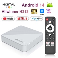 Mortal TV Box T1X Android 14 NETFLIX H313 Quad Core Dual Wifi 6 8K BT5 Google Chromecast Voice Wirel