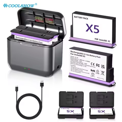 2800mAh Battery For Insta360 X5 Battery Charger Box Camera 360 Panoramic Action Accessories Batterie