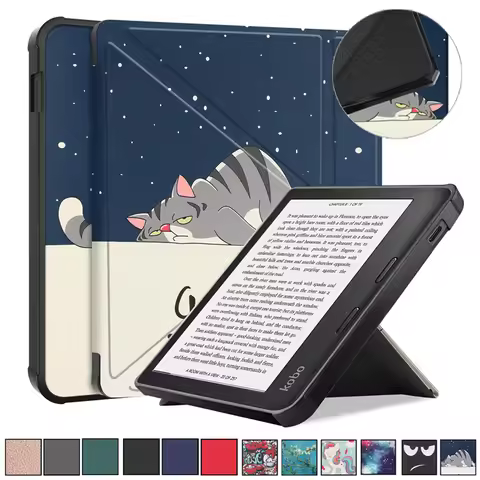 Etui For Kobo Libra 2 Cover Cute Painted Leather Stand Protective Smart Cover For Funda Kobo Libra 2
