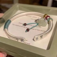 L & K [9999 Pure Silver] Safe Joy Sterling Silver Bracelet, Girls Open Solid Bracelet, 25