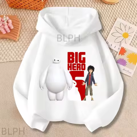 Disney Big Hero 6 Kids Hoodie Sweatshirt Baymax & Hiro Print Long Sleeve Top