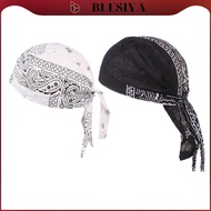 [Blesiya] 2 Pcs Men's Cotton Soft Chemo   Durag for Hair Loss Head Scarf Headwear