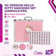 SG version Hello Kitty Standard Size 40mm Mahjong Set 144+8pcs(Animals+fei) with aluminium suitcase 