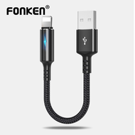 Fonken 25ซม. Fast Charging Data Cable สายชาร์จสั้น Micro USB Type C I-Os Data Cable สำหรับ Huawei Android 2.4A Fast Charging สายชาร์จโทรศัพท์มือถือพร้อมไฟแสดงสถานะ