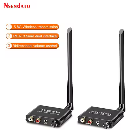50M 2.4G/5.8G Wireless Wifi Audio Music Transmitter and Receiver With 3.5mm R/L RCA Wireless Audio a