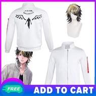 ✴❒Anime Tokyo Revengers Hanemiya Kazutora Cosplay Wig White Coat Valhalla Uniform Baseball Jacket Mi