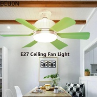 ECU0N ไร้สายแบบไร้สาย โคมไฟพัดลม LED แบบ E27 ฐาน E27 พร้อมรีโมทคอนโทรล โคมไฟเพดานพัดลมไฟฟ้า มินิมอล 