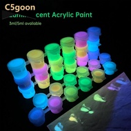C5GOON 6 Colors Glow In The Dark Acrylic Paint Set 3ml/5ml Waterproof Luminous Body Paint for Hallow