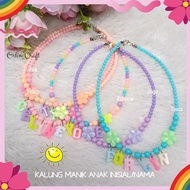Custom Children's Bead Necklace with Initial Name, Children's Initial Necklace, Custom Children's Na