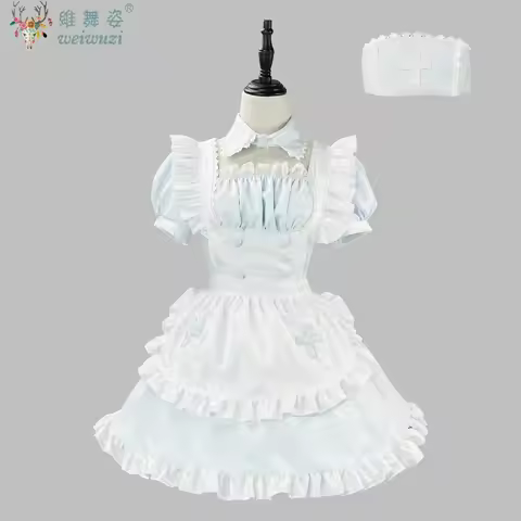 Cute Clever Lolita Dress Medical Maid Apron Outfit Nurse Cosplay Costume Stage Performance Fancy Cos