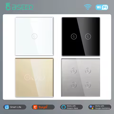 BSEED WIFI Wall Switches Smart Touch Screen LED light Switches 1/2/3Gang 1/2/3Way Google Alexa App P