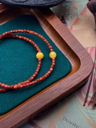 原創手工天然方糖刻面南紅瑪瑙蜜蠟手串開運手鏈生日禮物