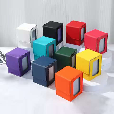 PU Leather Magnetic Closure Card Box MTG Deck Box with Display Window Waterproof Stain-Resistant TCG