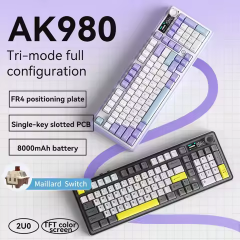 AJAZZ AK980 Keyboard Maillard Switch-(Black-Grey-Yellow)with Screen