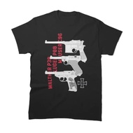 Walther Jerman P38, Luger P08, Mauser C96 Pistol T-Shirt 100% Kapas Leher O Lengan Pendek Kasual Lel