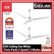 KDK K15VO Ceiling Fan 60 Inch White Twin Pack- 2 unit K15V0