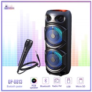 Audiobop Double 8INCH Super Bass Portable Wireless Bluetooth Speaker bk-8813 With Free Mic