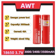 AWT 18650 3000mah 40A  red rechargeable battery and AWT C2 charger