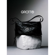 GROTTO GROTTO 26 Blackstone Hippie Tote Bag Genuine Leather Large Capacity Shoulder Messenger Bag Co