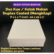 Cake Box Rice Lunch Box/ R10K 20cm x 20cm x 7cm Duplex Coated (310gram Thickness) White Finish