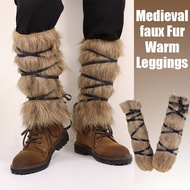 Medieval Faux Fur Warm Leggings Furry Leggings Boots Cover Gaiter Cosplay