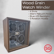 Watch Winder Box Double 4 Slots Wood Grain Automatic Vertical Silent Box