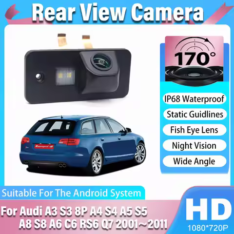 170Degree HD CCD 1080x720P Rear View Camera For Audi A3 S3 8P A4 S4 A5 S5 A8 S8 A6 C6 RS6 Q7 2001~20