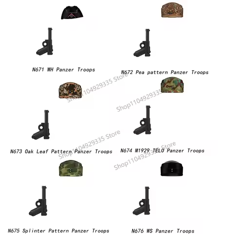 N671-N676 WW2 Military Soldier Figures Building Blocks Camouflage Armored Troops Warrior Accessories