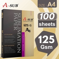 A-SUB A4 Sublimation Paper 125gsm 100pcs/Pack High Quality Fast Dry Transfer Long Lasting Vivid Prin