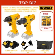 DEWALT DCD700 MAX LI-ION Cordless Drill Driver & DCF805 12V Max Cordless Impact Driver +27pcs Bit Se