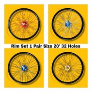 RIM SET#20 FOR BMX-LADY BIKE MINI MOUNTAIN BIKE SOLD AS PAIR ALLOY HUB (REAR AND FRONT)