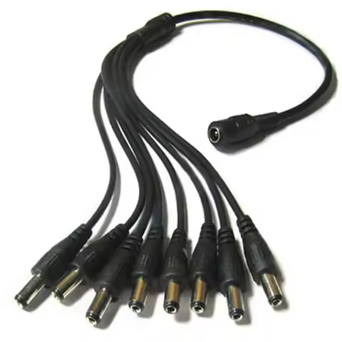 5.5 x 2.1mm 1 Female to 2 4 8 Male DC Power Splitter Plug Cable Adapter 12V For CCTV Home Security C