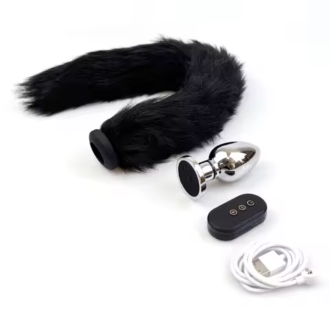 1set, Electric Shock dog tail Anal Plug, Vibrating butt plug, G-spot masturbation, Passionate party,