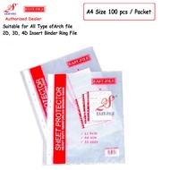 East-File 28 A4 Sheet Protector 305-T 11 Holes 100pcs filing A4 Paper into Arch File 2D 3D & 4D Inse