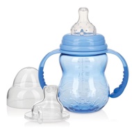 Nuby 3 in 1 Baby Bottle to Training Sippy Cup - 8 Oz Toddler Cups Spill Proof with Soft Spout, Nippl