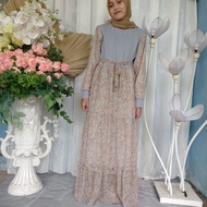 Dress / Gamis Uniqlo motif Bunga Bunga Fashion Wanita Muslim