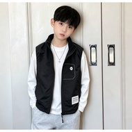 Street Wear Boys Middle Big Children Spring Autumn Handsome Stand-Up Collar Vest Children's Clothing