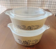 1970s 古董 Pyrex 罕圖耐熱玻璃-連蓋存菜鍋/燉鍋/上菜盤/可焗可氣炸 Vintage/餐具