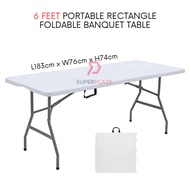 6 Feet Rectangle Foldable Banquet Table Portable Oblong Briefcase Study Table